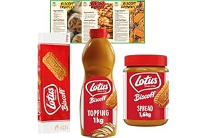 Breakfast and Dessert Bundle Includes Biscoff Topping Sauce (1kg), Spread (1.6kg), and Biscuits (250g) with Go2 Groceries Recipe Cards