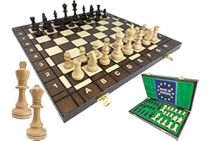 ChessEbook Set di scacchi 41 x 41 cm. - Scacchiera di legno - Set da scacchi pieghevole - Lavorazione artigianale