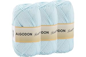 ETREXONLINE Gomitolo Filato 220 Metri di 100% Cotone Perfetto per Maglia e Uncinetto – Colore Celeste Baby 100 gr x 3 Pezzi