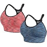 QXURkut 2 Pezzi Reggiseno Sportivo Donna Alto Impatto Push Up Reggiseni Sport Bra Top con Imbottito Rimovibili e Spalline Reg