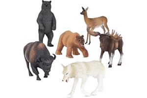 Terra by Battat – North American Animals Set – Realistic Animal Toys with Bison and Bear Toys for Kids 3+ (6 pc)