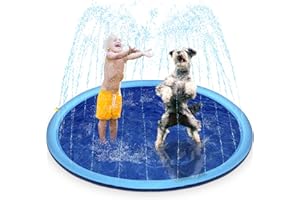 MARUNDA Sprinkler Pad, Splash Pad for Kids &Dog, 50% Thickened Durable Backyard Wading Pool for Dogs Babies and Toddlers.