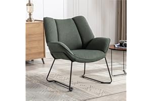 ‎WAHSON OFFICE CHAIRS Wahson Sessel Wohnzimmer Einzelsofa Loungesessel modern Relaxsessel mit Metallbeinen, Leinen, für Wohnzimmer/Schlafzimmer, Grün