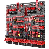 Kit Pannello Portautensili Forato Froadp – 2 Pannelli Da 60x40x2 Cm (totale 120x60), Con 17 Ganci, In Ferro Da 0,8 Mm, Per Garage, Officina E Cantina