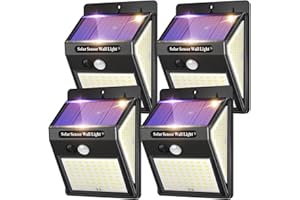Blewandy Luz Solar Exterior 144 LED【4 Pack / 3 Modos】 Focos Solares Exterior con Sensor de Movimiento, Luces LED Solares Jardin 270º lluminación, 800LM, Impermeable Lámpara IP65 para Garaje,Patio
