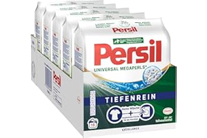 ‎PERSIL Persil Universal Megaperls (5 x 16 Waschladungen), Vollwaschmittel mit Tiefenrein Technologie, Waschmittel für reine Wäsche & hygienische Frische für die Maschine, 20 °C bis 95 °C