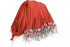 ‎ANTSPIRIT Lanyard aus Baumwolle mit Clip, flacher Lanyard mit Drehhaken, Lanyards für Schlüsselketten, Ausweis-Badge-Clip, 81,2 cm, 50 Stück 50 rot