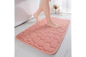 chakme Tappetino da bagno in memory foam, assorbente, per bagno, doccia, bagno, doccia, tappetino decorativo, antiscivolo, per bagno, soggiorno, 43 x 61 cm, rosa