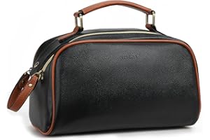 Telena Kosmetyczka dla kobiet i mężczyzn ze skóry PU, kosmetyczka do zawieszenia, podróżna kosmetyczka, torba na pranie, kosmetyczka damska, organizer do walizki,, czarny, brązowy, Kosmetyczka