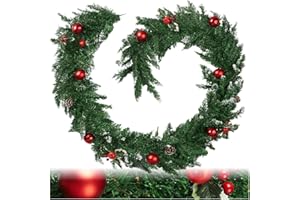 tectake® Guirlande Noël 2,7 m, Guirlande Sapin avec Boules et Pommes de pin décoratives, Boucle Pratique, Deco Noel, Branches artificielles, Sapin de Noel, Décoration Noël intérieur, Vert