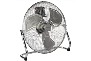 Korona 81004 Bodenventilator | 145 Watt | 50 cm Durchmesser | 3 Geschwindigkeitsstufen | Neigbarer Ventilatorkopf | Verchromtes Gehäuse…, Chrome, groß