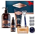 King C. Gillette IDEA REGALO UOMO con REGOLABRABA Uomo, RASOIO a Mano Libera, 3 LAMETTE per Pelli Sensibili, OLIO, GEL e DETE