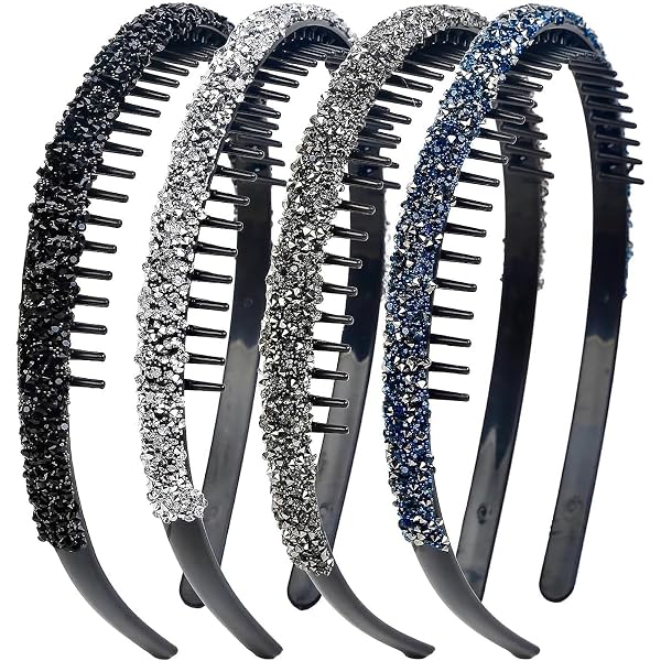 SUpoetry Glitzer-Haarreifen Damen – 3er Set Mit Kristall-Diamanten, Rutschfeste Zinken, 12 Cm