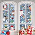 8 Vetrofanie Natalizie Riutilizzabili – Adesivi Statici Per Finestre Con Babbo Natale, Alci, Fiocchi Di Neve, Decorazioni Natalizie