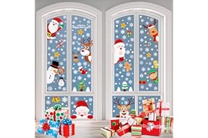 BELSVOR 248 PCS Pegatinas Navidad Ventanas, 9 hojas de Pegatinas Ventana Navidad, Pegatinas Navidad Ventanas Reutilizable de PVC, Pegatinas de Navidad para Ventanas de Cristal/Vitrinas/Interior