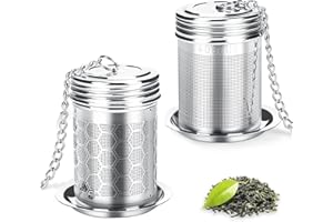 RUIKDLY Filtro The Infusione 2 Pezzi Colino per Tisane Acciaio Inossidabile Filtro da Tè Con Catena di Estensione Infusore Tisana Filtro per tè in Acciaio Inox con Coperchio per Tazze e Teiere