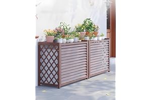 HRXQ Cadre en Bois Massif pour Climatiseur Extérieur, Cache Climatiseur Extérieur Imperméable Et Durable, Facile À Installer, Idéal pour Jardin, Balcon Et Décoration Extérieure(Large-105x47x80cm)