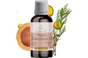 Casse-Q Virginia cederträolja 50 ml 100 % naturlig eterisk olja doftolja | 100 % naturlig ren doftolja, torr, träig kryddig, perfekt för diffuser, doftlampa och rumsdoft