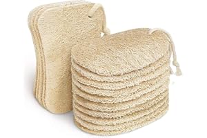AiYoYo 15 Stück Natur Luffa Schwamm mit Kordel Luffa Schwämme Küche Luffa Schwammwäscher Topfreiniger Waschbare Plastikfreie Biologisch Abbaubar Reinigung Schwamm für Küche