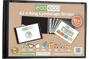 ECO-ECO ECO ECO- A3 95% Recycled 4-D Landscape Ring Binder File Folder:The Ultimate Eco-Friendly Solution for Organizing Artwork Crafted with Care for Sustainable Creativity