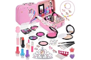 AYESY Zestaw do makijażu dla dziewczynek, 39 sztuk, nadaje się do prania, kuferek na kosmetyki dla dzieci w wieku 4-10 lat