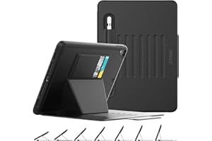 SEYMAC stock iPad 6th/5th Generation/Air 2/Pro 9.7 Case, Smart Magnetic Auto Sleep/Wake Cover with [Multi-angles Stand] Pencil Holder & Card Slot Feature for iPad 9.7 Inch 2018/2017 (Black)