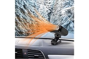 POCHY Starker Wind Auto Heizlüfter 12V, Schnell Erhitzen Höhenverstellbar 360°-Drehung Windschutzscheiben Defroster Demister mit Legierter Heizdraht, 1.5m Schnur und Natürlicher Wind-Modus