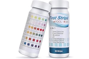 JC.UPIN Pool Spa PH Test Strips,6 in 1 Water Quality Testing Strips Kit for Hot Tubs, Swimming Pools,Accurate Quick Detection of pH, Free Chlorine/Bromine, Total Alkalinity, Cyanuric Acid and Total Hardness