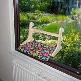 Gobypet G&uuml;&ccedil;l&uuml; Vantuzlu Kedi Cam Yatağı, Cama Asılan Ahşap Kedi Yatağı, Pencere &Ouml;n&uuml; Dinlenme Alanı, &Ccedil;ıkarılabilir Minderli, St