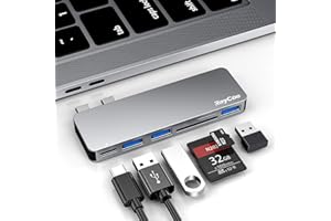 RayCue USB C Adapter for MacBook Pro/MacBook Air M1 M2 M3 2023 2022 2021 13" 15" 16",6 in 1 USB-C Hub MacBook Pro Accessories with 3 USB 3.0 Ports, USB C to SD/TF Card Reader and Thunderbolt 3 PD Port