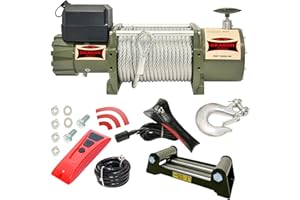 ‎DRAGON WINCH DRAGON WINCH Elektrische Seilwinde 24V Truck 18000 lbs / 8165 kg mit Stahlseil 31m für Feuerwehren, Nutzfahrzeugen, Lieferwagen mit kabelgebundener und kabelloser Fernbedienung + Winde Zubehör