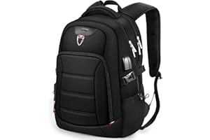 HOMIEE męski plecak na laptopa o przekątnej ekranu 17,3 cala, plecak szkolny, wielofunkcyjny, biznesowy, duże kieszenie, wodoszczelny, z przyłączem ładowania USB, do pracy, podróży, dla mężczyzn, chłopców i nastolatków