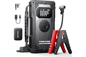 TREKURE Booster Avviamento Auto con Compressore, 7000A Avviatore Emergenza per Auto (Per Tutti i Motori Benzina o 10.L Diesel), Starter Batteria Auto con Torcia, 160W CC, Ricarica USB