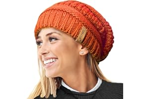 TOSKATOK Ladies Warm Slouch Knit Winter Beanie Hat with Supersoft Velour Thermal Lining ski Cap