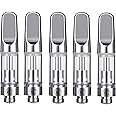 WOLFTEETH 5 Pack 0.5ML CBD Atomizer Ceramic Core Stainless Steel Drip Tip | 510 Thread Vape Cartridge Disposable for CBD and Thick Oil Vape Pen | Silver/Liquid Free Nicotine Free 124602X5