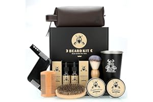 EXREIZST Upgraded Beard Grooming Kit for men,Beard Care Kit for men,with 2Beard Growth Oil,Balm,Brush,Comb,Shaving Soap,Cup&Storage,suitable for Dad Gifts for Men Him Husband Boyfriend