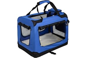 Faltbare Hundebox Transporttasche Transportbox Auto für Katze Hunde Große Kleine Box Bag Bed Decke Klein Auto Transport 7 Größen Taschen Fünf Farben Petigi (Blau, S (50 x 35 x 36 cm))