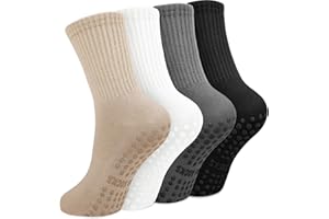 Yikki 4 Paia di Calze Antiscivolo per Pilates da Donna, Calze da Yoga Morbide e non Scivolose per Danza, Fitness, Palestra, Balletto, Taglia Unica