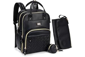 Dikaslon Borsa Zaino Fasciatoio, Zainetto Fasciatoio Grande Multifunzione Borsa Bebè con Fasciatoio Portatile, Porta Ciuccio e Cinturini per Passeggino, per Mamma e Papà Nero