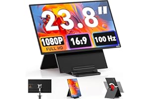 BUNOSDIAS Kwumsy Monitor Portatile Per Laptop 23.8 Pollici, Doppio Schermo PC Portatile Per All Laptop, Con FHD 1080P 100Hz 120% sRGB, Supporta La Rotazione Di 90°/Altezza Regolabile/Pieghevole/Design Magnetico
