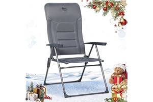 ‎TIMBER RIDGE TIMBER RIDGE Campingstuhl Faltbar mit Hoher Lehne Klappstuhl Luxus Gepolsterter Balkonstuhl mit 7 Positionen, Verstellbarer Gartenstuhl für Camp, Garten, Balkon Belastbar 150 KG Grau