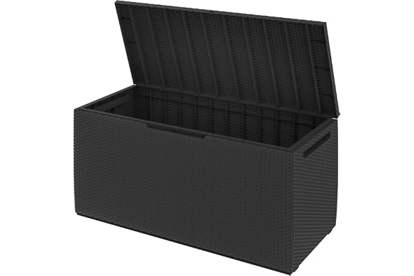 Deuba Coffre de Rangement Capri 305L roulettes Système Smart Click verrouillable Charge maximale 240kg Coffre de Jardin extérieur Coffre de Rangement Coffre à Coussins Coffre de Jardin Anthracite