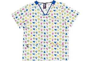 WORKTEAM Casaca Sanitaria Estampada Unisex, Tejido ELÁSTICO. Uniforme Sanitario, Conjunto Sanitario, Camisa Médico, Enfermera, Dentista, Estética, Veterinaria, Hostelería.