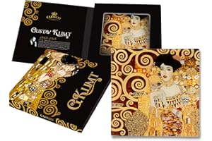 BINOA Carmani - Decorative Square Glass Plate for Snack, Party Food, Nuts, Serving Plate Printed with 'Adele' Painting by Gustav Klimt 15x15cm