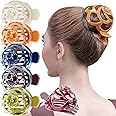 RC ROCHE ORNAMENT 6 Pcs Womens Stylish Rose Dome Comb Clamp Shell Plastic No Slip Strong Secure Grip Side Slide Bun Maker Beauty Accessory Hair Clip, Large Classic Multicolor
