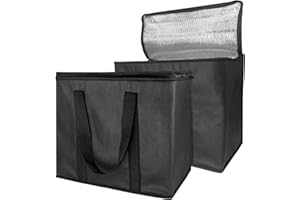 Set von 2 XL großen Premium-Qualität isoliert faltbare Kühltaschen mit Reißverschluss, wiederverwendbare Lebensmitteleinkaufs