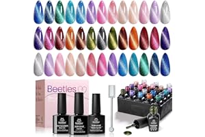 BEETLES GEL POLISH Beetles 20 Colours Cat Eye Gel Nail Polish Set with Base and Matte Glossy Top Coat, Nude Pink Green Blue Gel Polish Lush Velvet with Magnet Soak Off LED Nail DIY Art Home Salon Gifts for Women