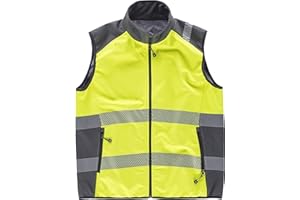 WORKTEAM CREATING STYLE AT WORK WORKTEAM Chaleco Softshell de Trabajo Alta Visibilidad, Cintas Reflectantes Discontinuas, Cortavientos, Impermeable e Interior de Alta Capacidad Térmica. Unisex
