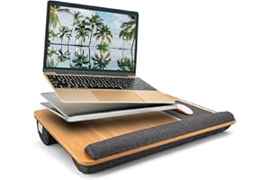 SEFFO Large Lap Desk Laptop Tray: Portable Stand With Cushion, Built In Mouse Pad and Device Holder - Padded Work Platform and Gaming Desk on Bed - Writing for Home Office - Fits up to 17 inch Laptop