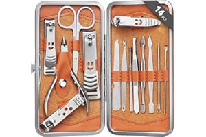 ‎H&S H&S Zestaw Do Manicure i Pedicure Dla Kobiet i Mężczyzn - 14 Elementów - Podróżny Zestaw Do Pielęgnacji Paznokci Ze Stali Nierdzewnej - Cążki i Obcinaczki Do Skórek W Skórzanym Etui